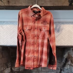 Harley-Davidson Orange Plaid Button-Up Shirt